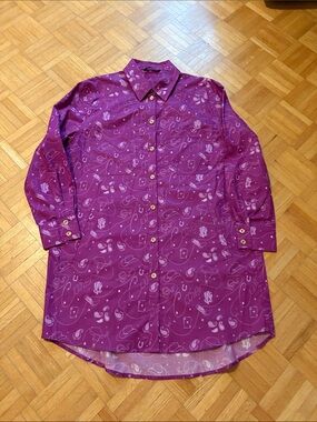 Care Tucker Purple  Shirt/dress  with Paisley Print NWOT